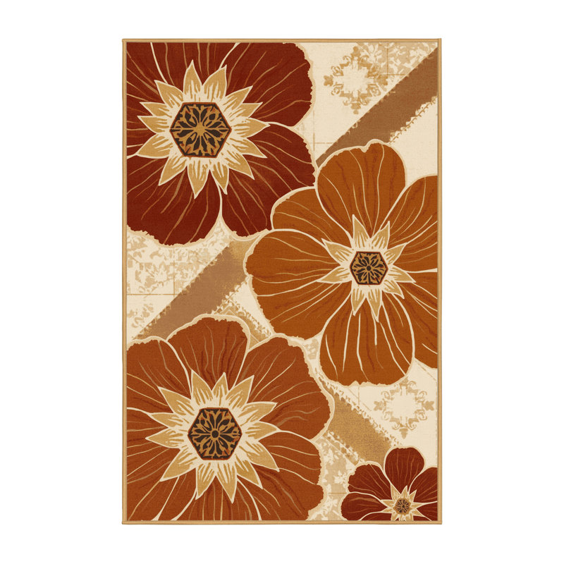 Tapis marocain d'inspiration mondiale Parrilla Marigold lavable à la machine - reliure brun clair, 2x5