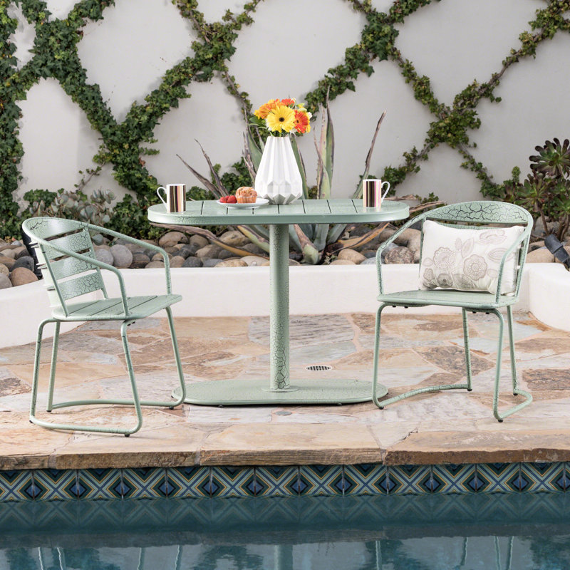 Bistro d'extérieur en bleu sarcelle mat - fabriqué en fer, convient au patio et au jardin, 2 chaises de table en fer pour le jardin, bleu sarcelle, pour le jardin