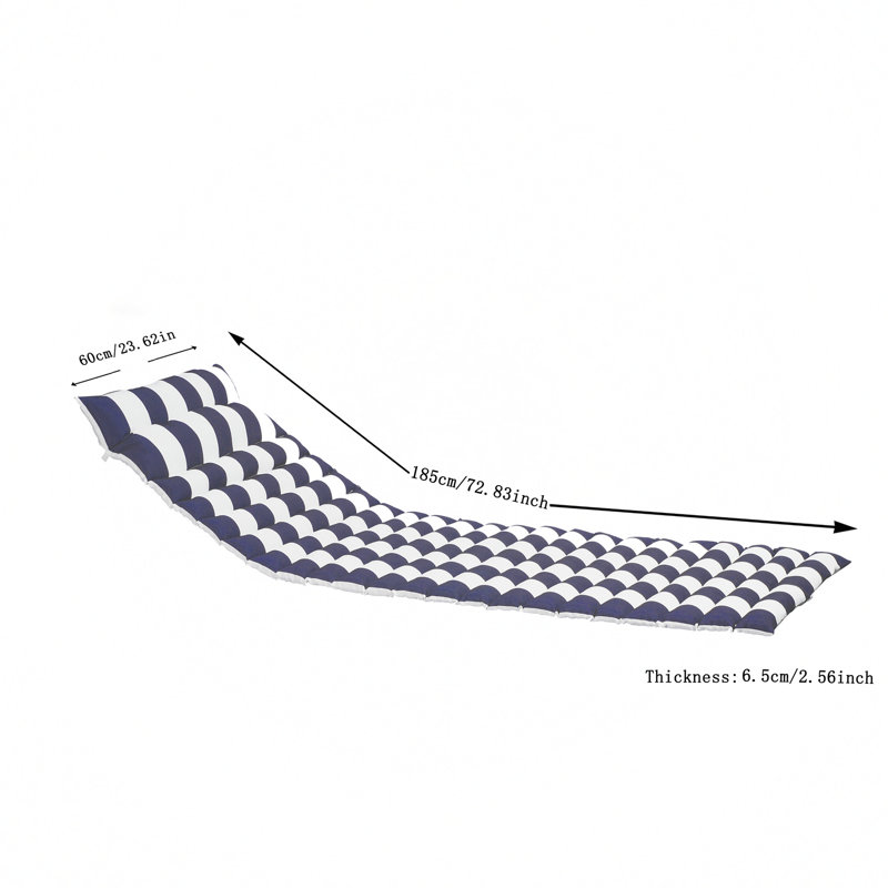 Chaise longue d'extérieur Levo, Rayures bleues et blanches