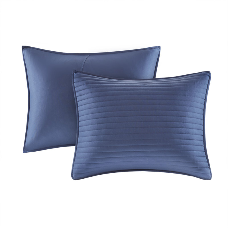 Full Blue Microfiber 8-Piece Comforter and Quilt Set