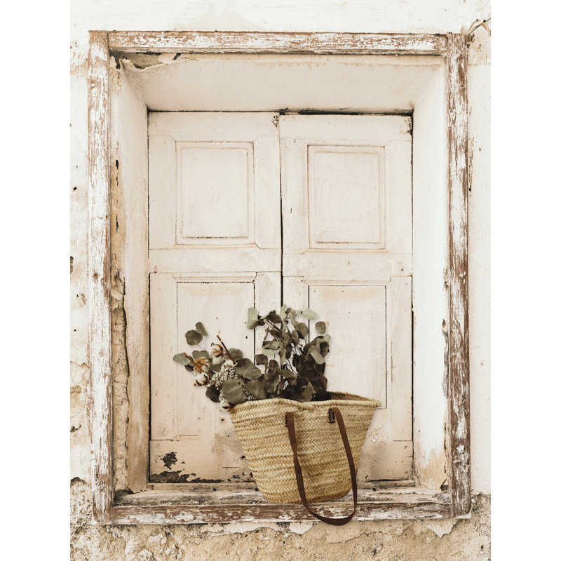Fleurs sur une fenêtre - reproduction sur toile tendue, H 40 po x l 30 po