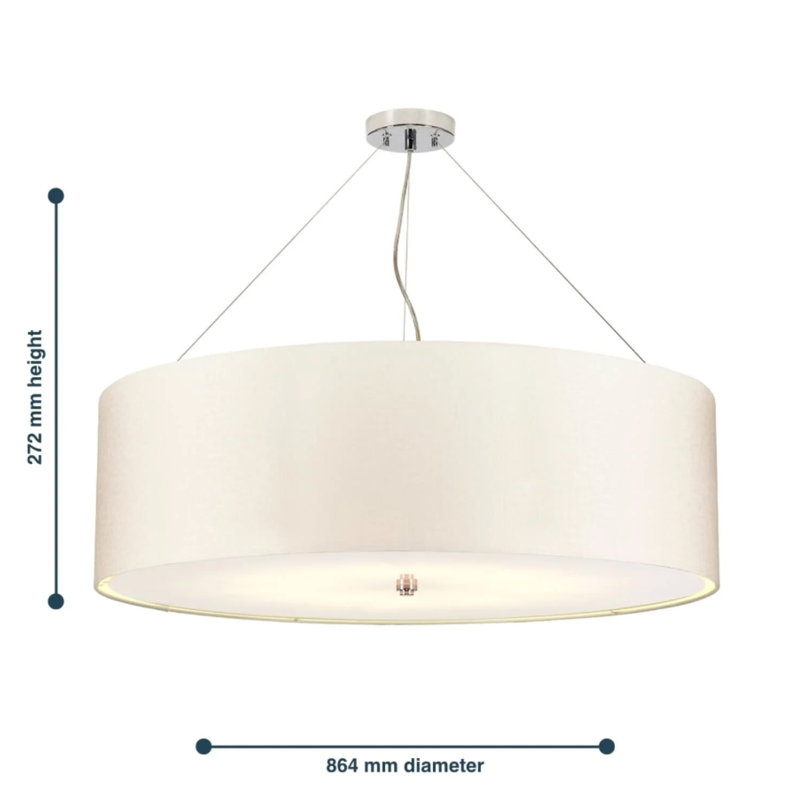 Ausilia 1 - Light Drum Pendant, 55cm H x 92cm W x 93cm D, Polished Chrome