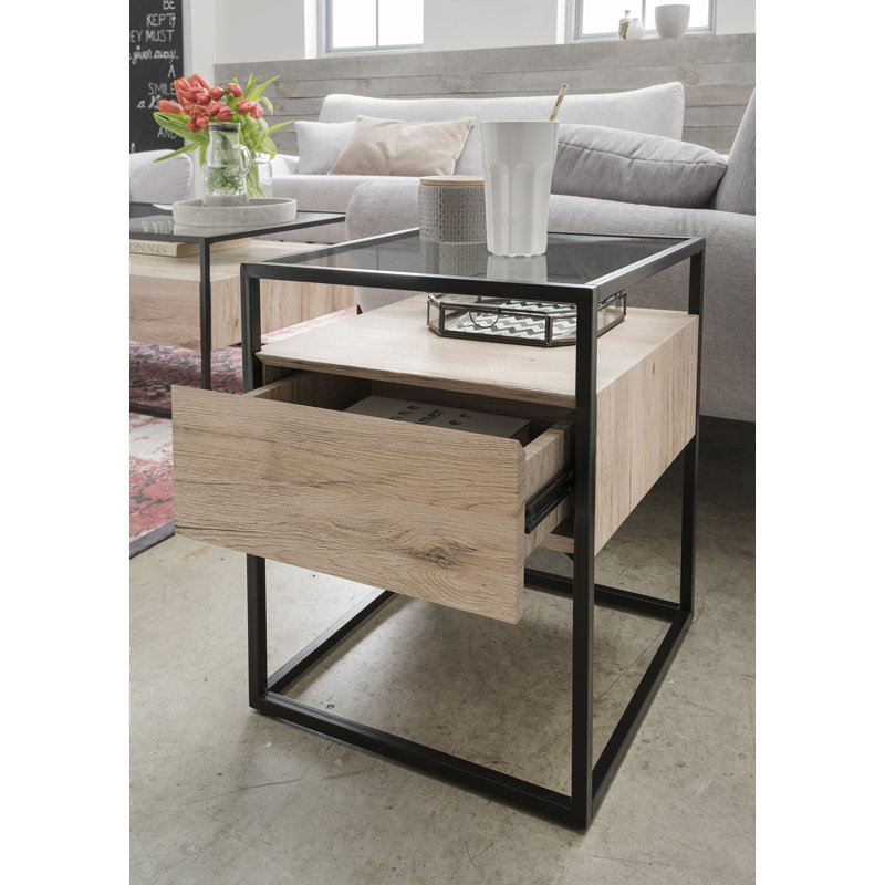 Dilan Glass Top Frame End Table