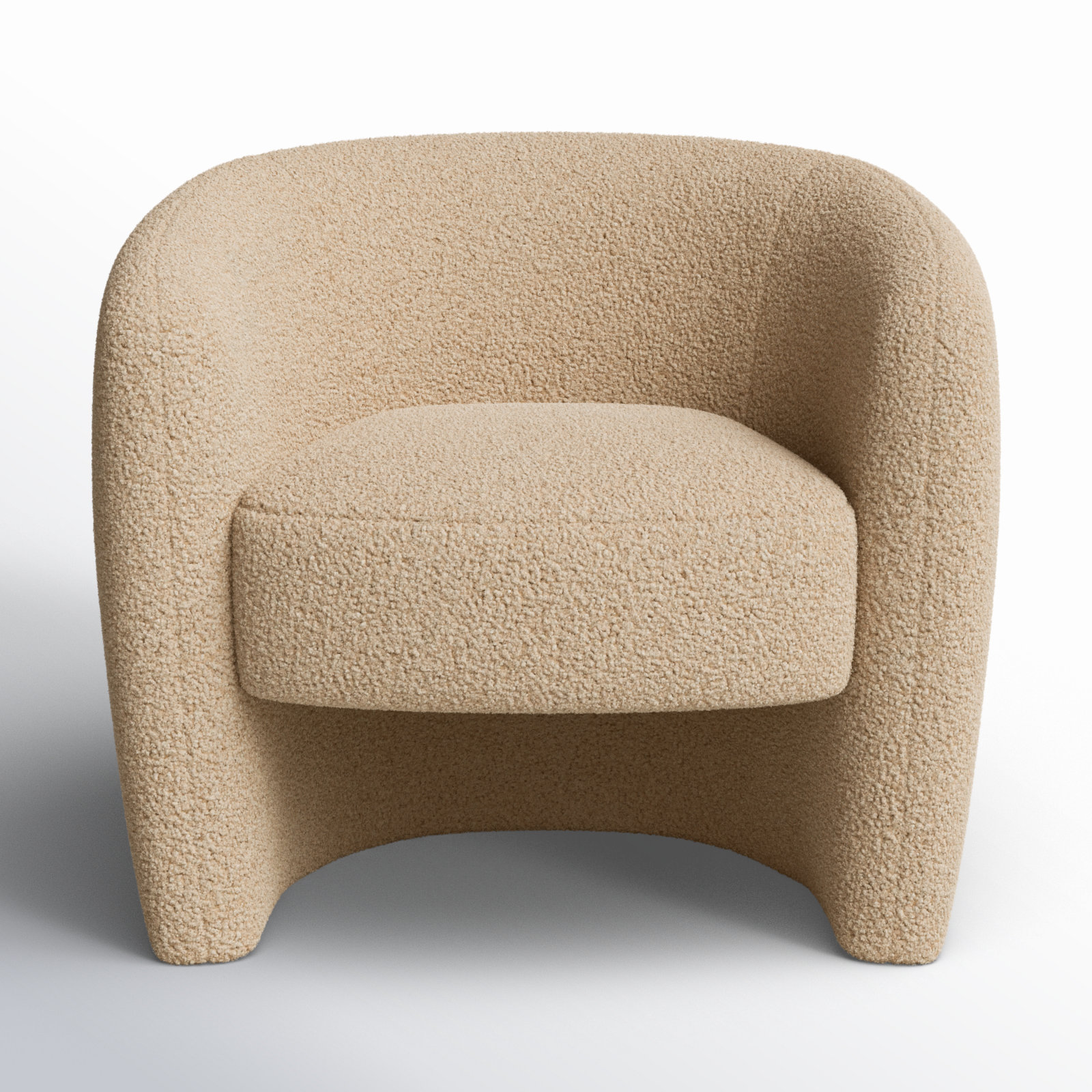 Solace Upholstered Barrel Chair, Light Brown Sherpa