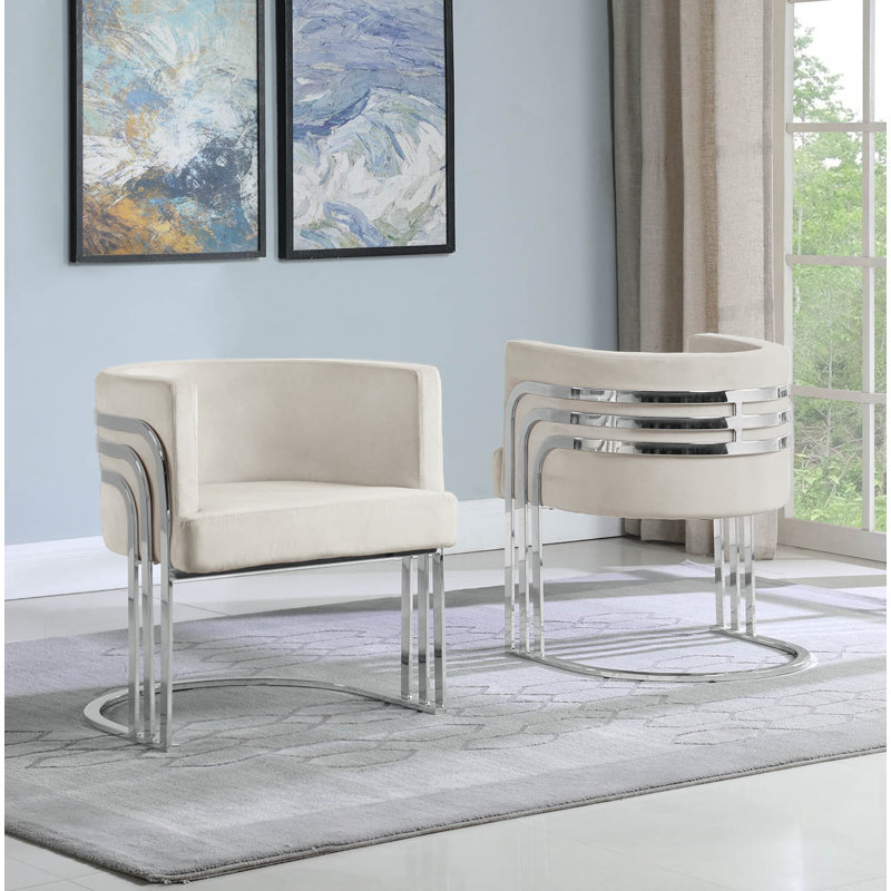 Fauteuil demi-tonneau 25 po, Crème, crème, Argent