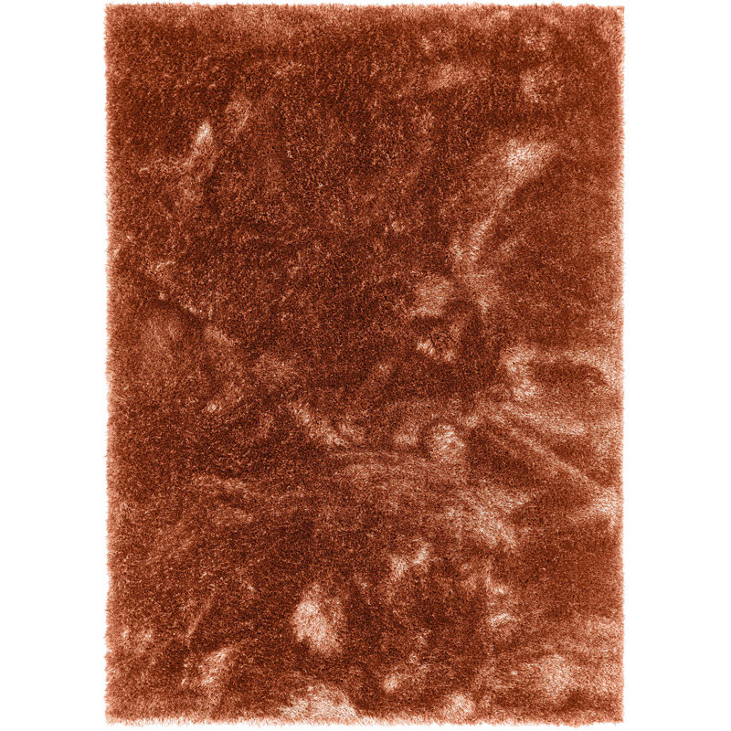 Saavedra Liza Terracotta Glam Solid Shag Plush Area Rug, Rectangle 5'3" x 7'3"