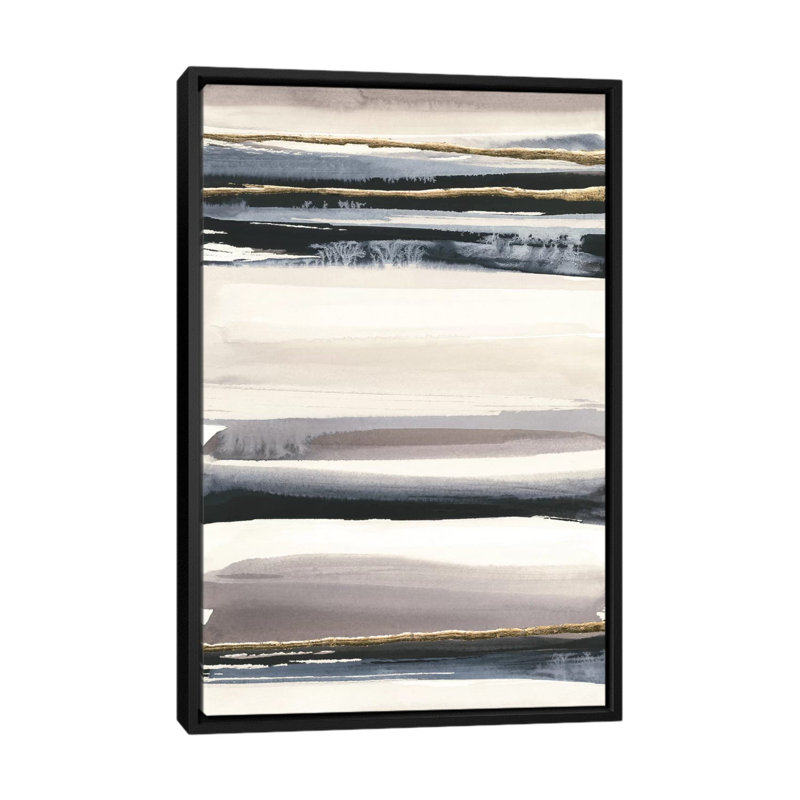 « gilded gris iii », reproduction d’art sur toile, H 60 po x l 40po x P 1,5 po, Toile avec cadre noir, Pas de tapis