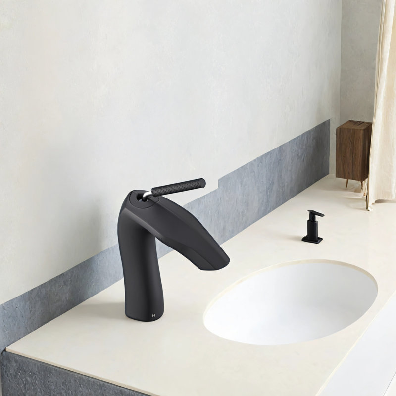 Robinet de lavabo à poignée simple, Noir