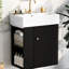 Armoire de salle de bain moderne avec lavabo en céramique - 21,6 po, rangement à gauche, meuble-lavabo noir Excite 21,6 po, lavabo, noir-1131242249