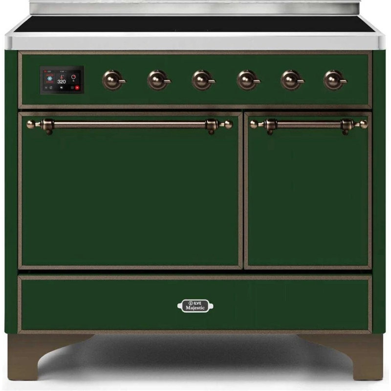 ILVE Majestic II Series 40 inch Induction Range with 6 Induction Elements (Glass Door), Emerald Green/Bronze