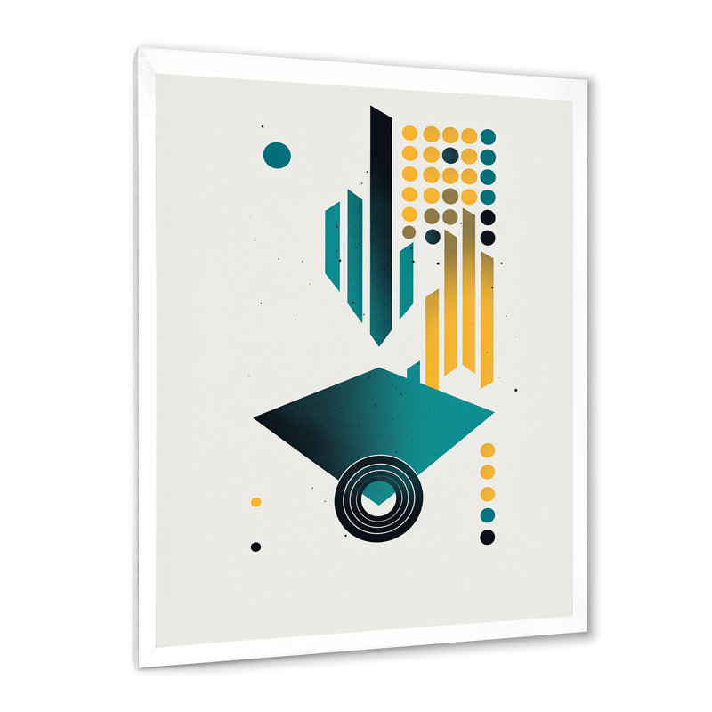 Visionnaire rétro lune géométrique minimalisme I - impression, Cadre simple blanc, H 32 po x l 24 po x P 1 po
