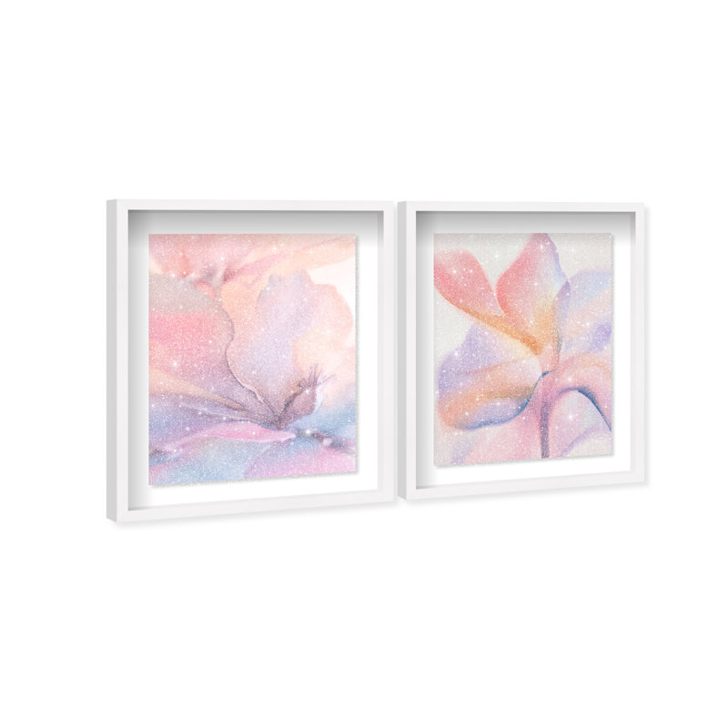 Watercolor Petals Set Set by Oliver Gal, 25.5"H x 31.5"W, White Shadowbox