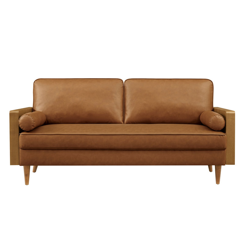 Causeuse en cuir Kellan, Walnut Tan, H 33,47 po x l 72,32 po x P 31,69 po, 3