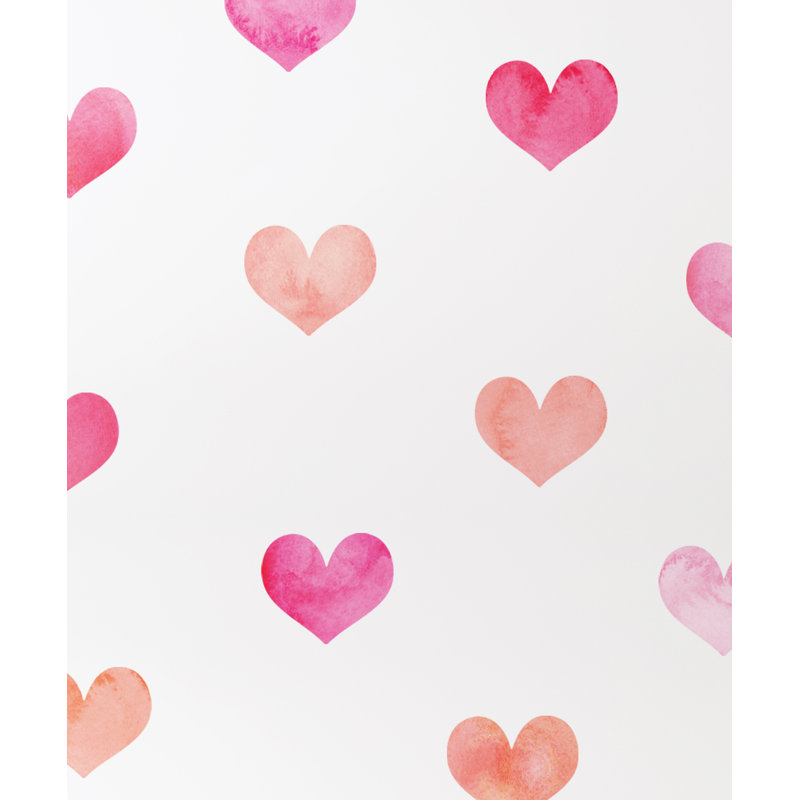 Adhésif décoratif aquarelle cœur corail rose