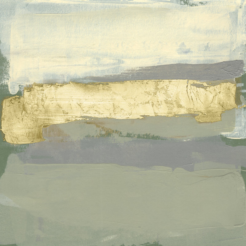 Sage And Gold Swipe I by Jennifer Goldberger - Wrapped Canvas Painting, 30cm H x 30cm W 