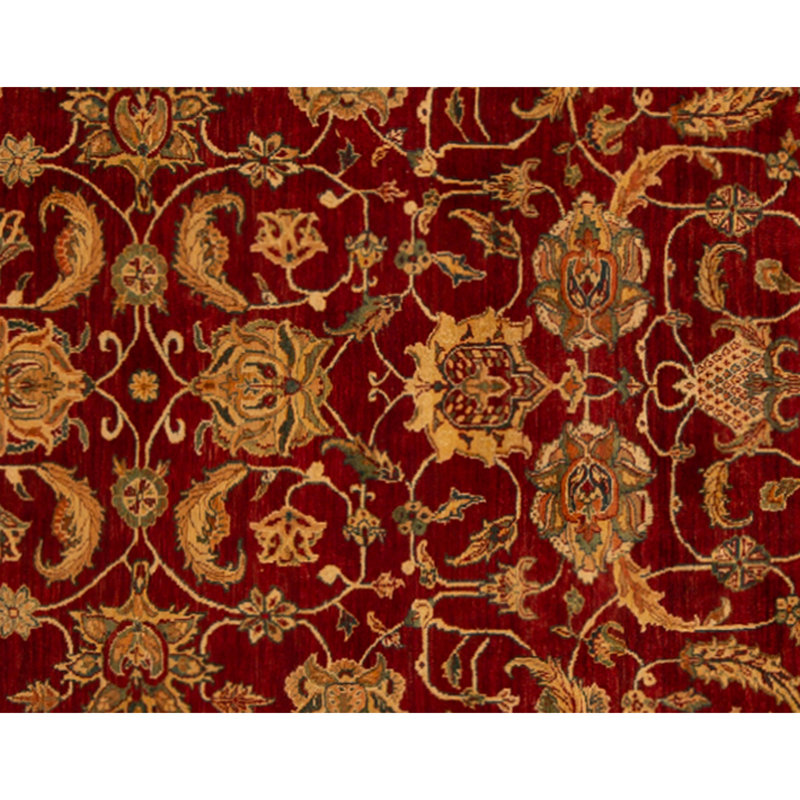 Hand Knotted Wool Oriental Area Rug in Red And Cream