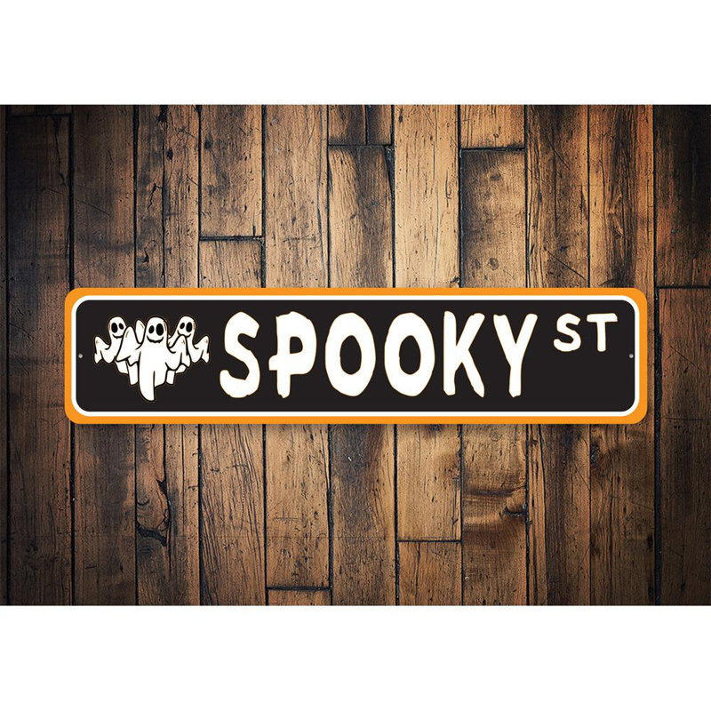 Plaque en aluminium Spooky Street, H 4 po x l 18 po x P 0,04 po
