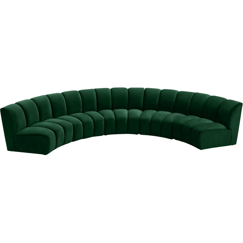 Canapé modulaire en velours Infinity, Velours vert, 5 pièces