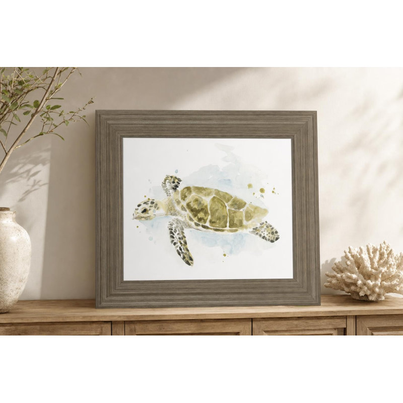 Art mural «Sea Turtle Drift» - 22 po x 26 po - Cadre en frêne