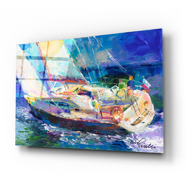 Voilier 2 pi par Richard Wallich, art mural en verre acrylique, H 16 po x l 24 po x P 0,2 po
