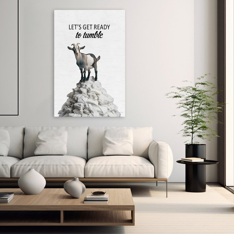 Let's Get Ready To Tumble Goad - Art contemporain de chèvre, H 40 po x l 60 po