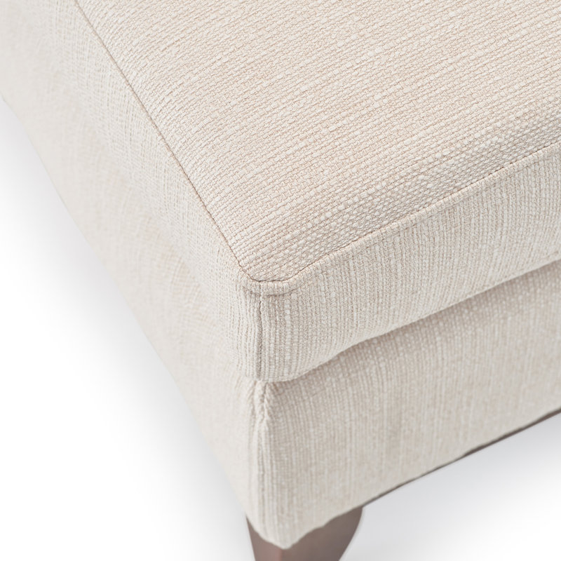 Maxwell Ivory Square Ottoman with Light Wood Legs