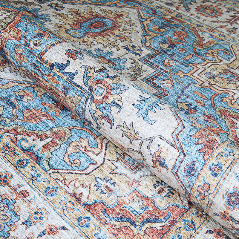 Tapis bleu marine antidérapant Hallsville, Rectangle 8 pi x 10 pi