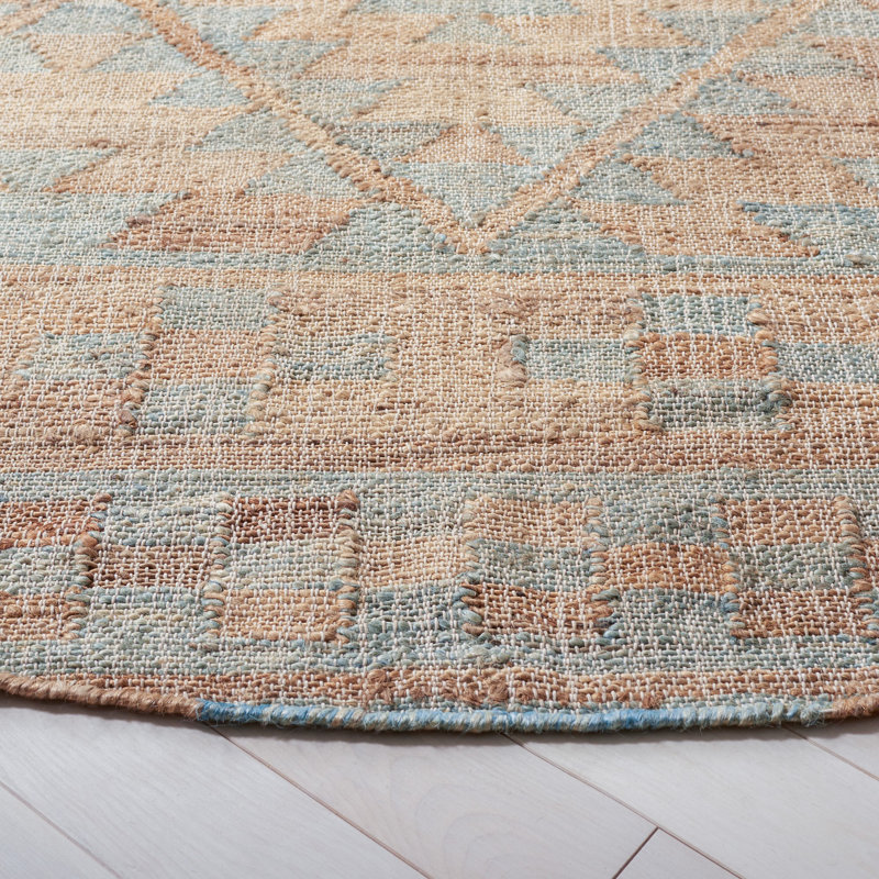 Kayleigh-Marie Kilim Flat Weave Jute Southwestern Rug, Round 7'