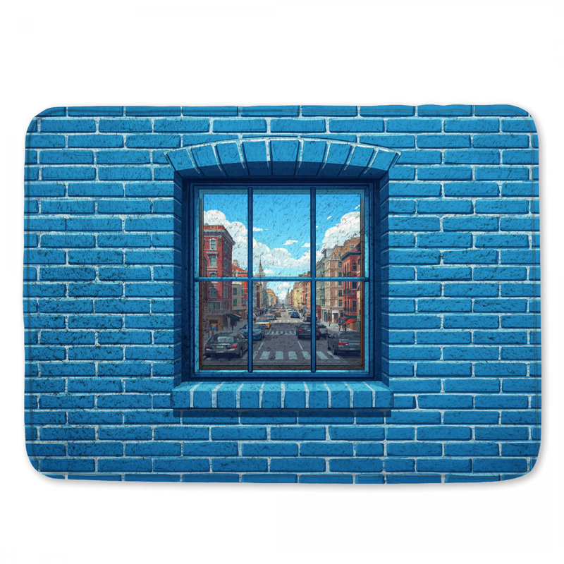 Tapis de bain mural Blue Brick, L 34 po x L 21 po