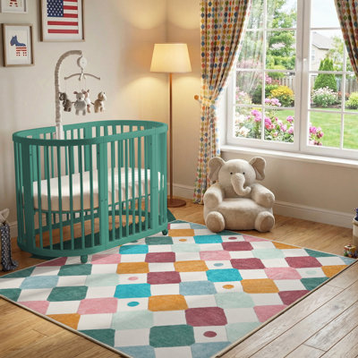 Colorful Diamond for Kids Washable Non-slip Rug