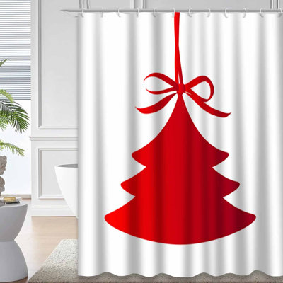 Red Waterproof Shower Curtain, Shower Curtains for Bathroom with 12 Hooks