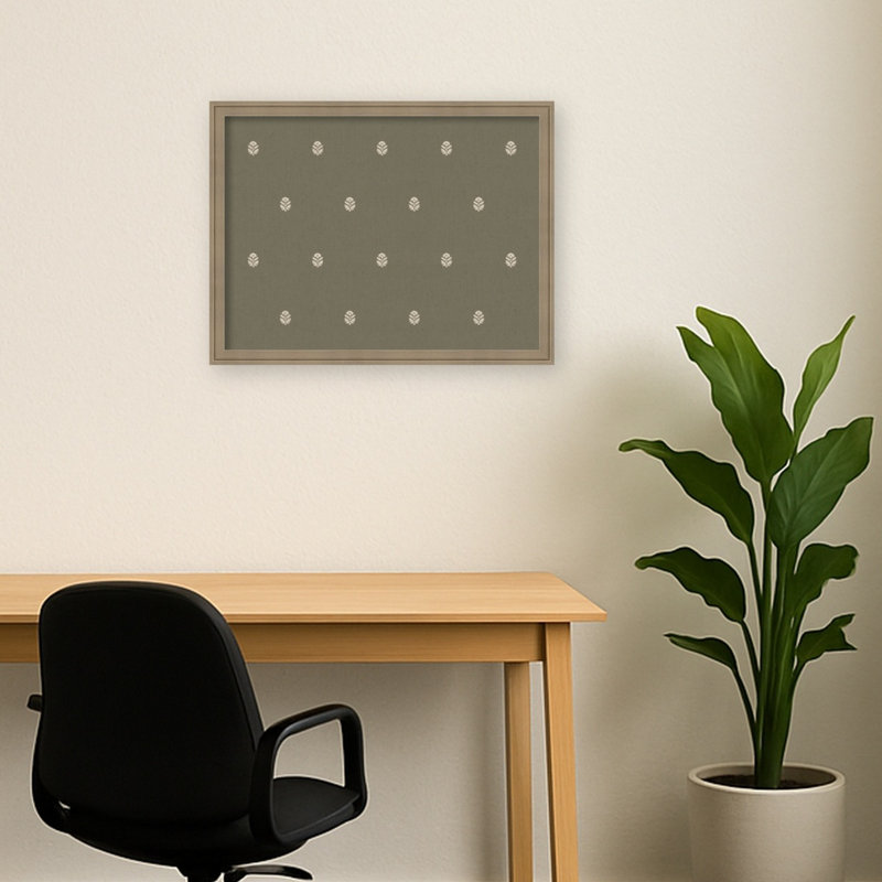 Tableau magnétique encadré en tissu avec tableau botanique imprimé en lin, H 20 po x l 26 po