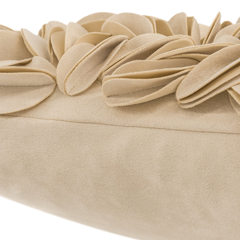 Embroidered Pillow Cover Decorative Floral Accent Pillow Case Home Decor Cushion Cover, Rectangular, Beige - Solid Suede