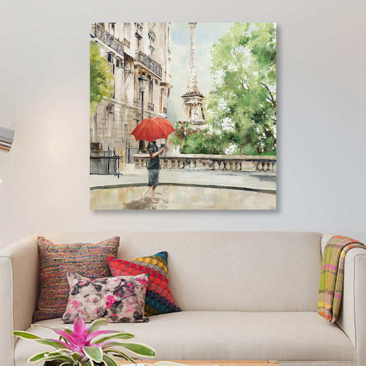 « paris walk », impression sur toile, H 37 po x l 37 po x P 1,5 po, Pas de tapis, Toile tendue