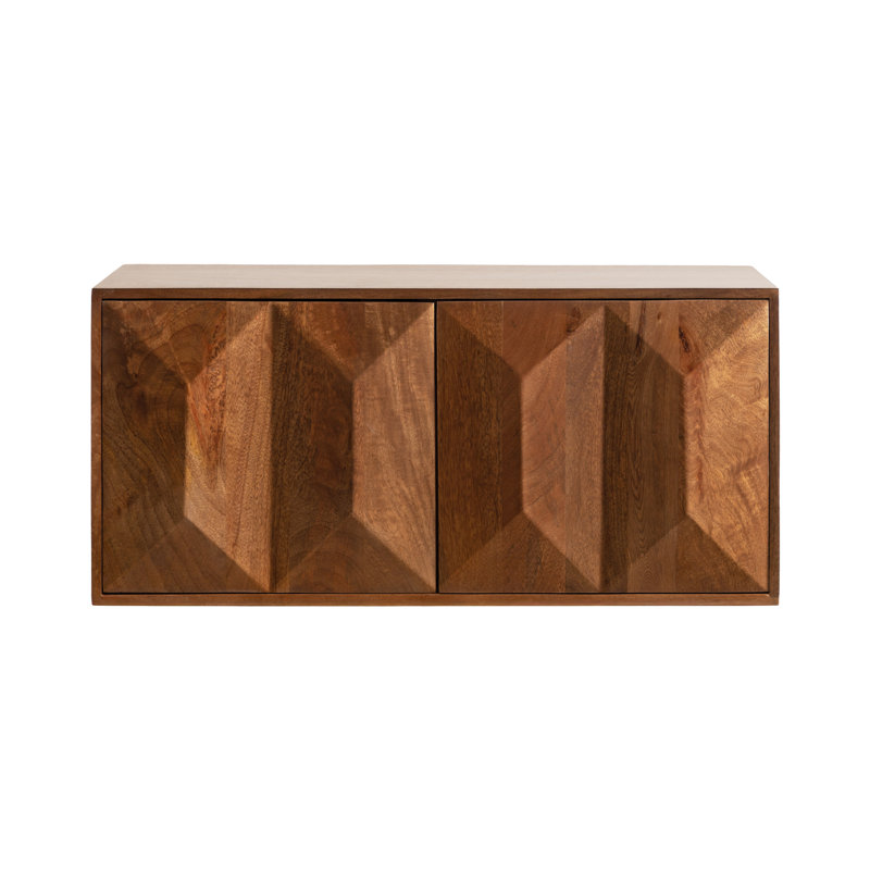 Armoire murale en bois avec portes à fermeture par pression, Bois brun