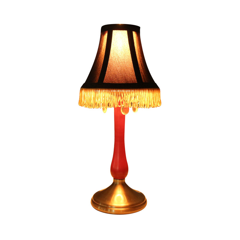 Lampe de table 14 po Kristien, Base rouge Ruby/abat-jour noir