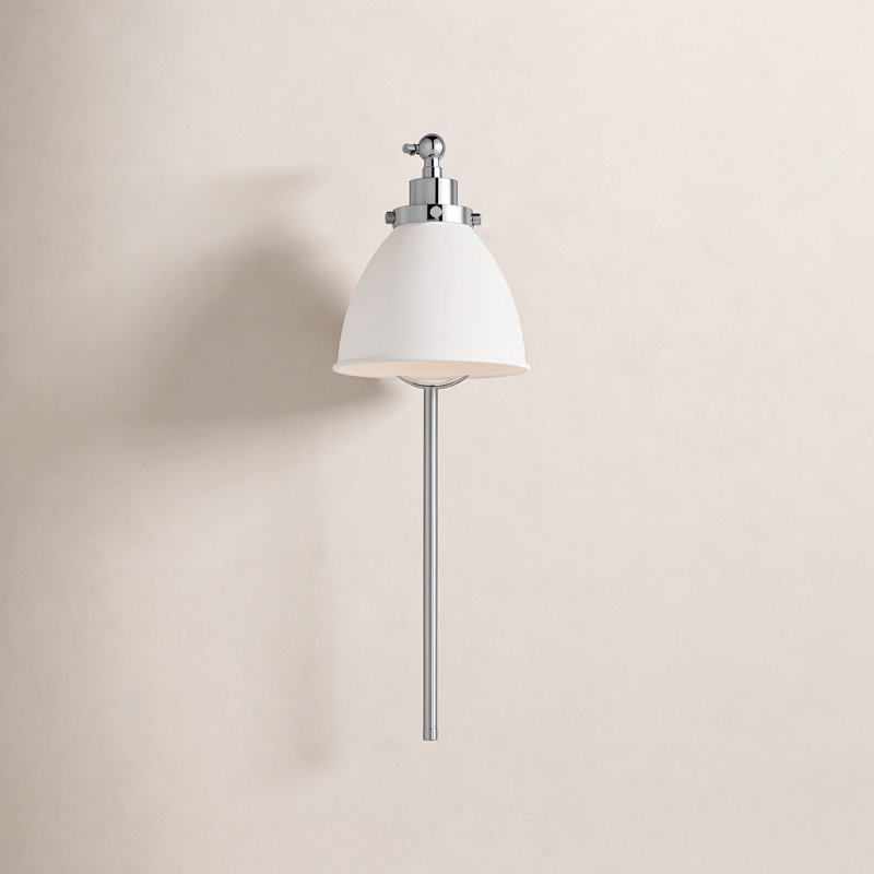 Wellfleet 1 - Light Armed Sconce, Matte White, Polished Nickel