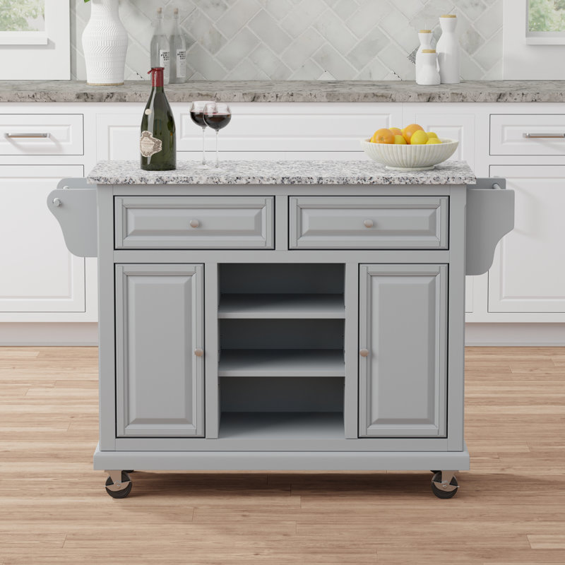 Îlot de cuisine de 52 po de large Raynham, Cerisier, Granit gris