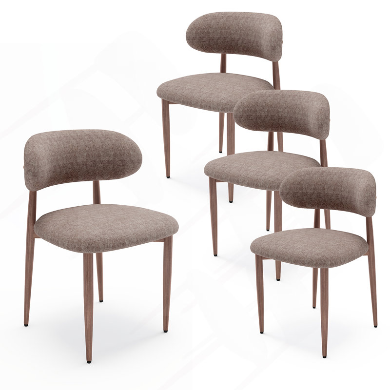 Ensemble de 4 chaises de salle à manger rembourrées en tissu de style campagnard moderne avec repose-pieds confortables, pieds de table en métal pour la maison