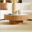 Table basse cylindrique moderne de 35,43 po avec plateau de table en pierre frittée moderne, luxueuse et durable pour les appartements contemporains