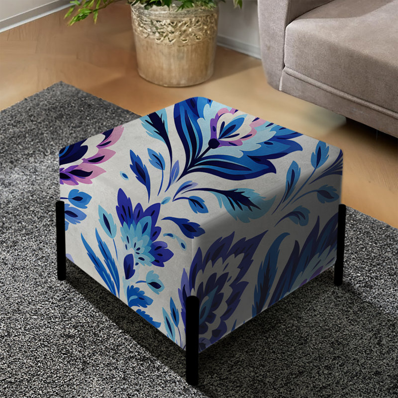 Blue Tribal Ikat Harmony Embrace - Repose-pieds carré Ikat