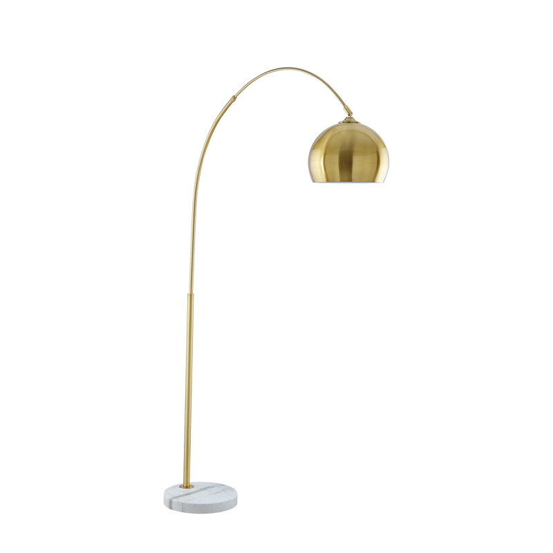 Lampe sur pied arquée 80 po Poyen, Laiton, Pierre de marbre / or