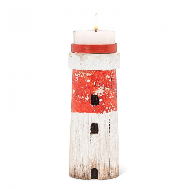Porte-bougie rouge et blanc