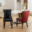 Chaises de salle à manger classiques de luxe, revêtues de PU et de velours, pieds en bois avec garniture cloutée, ensemble de 2, noir et bordeaux, SW2101BW. Chaises hautes modernes (lot de 2), revêtues.