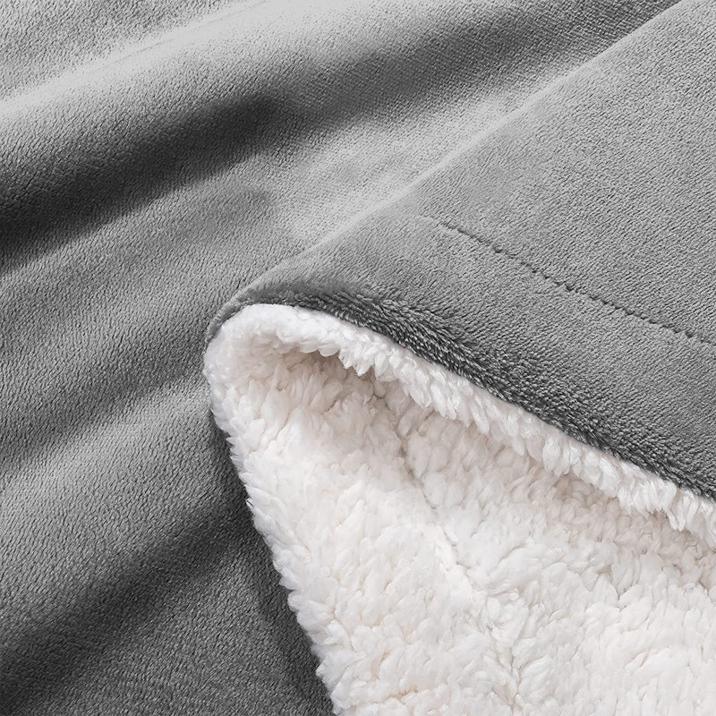 Formaran Sherpa Fleece Fur Thick Reversible Blanket Throw, W130 x L150cm, Silver