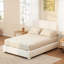 Lit plateforme moderne avec tête de lit courbée, lit plateforme élégant en tissu Boucle-27194537