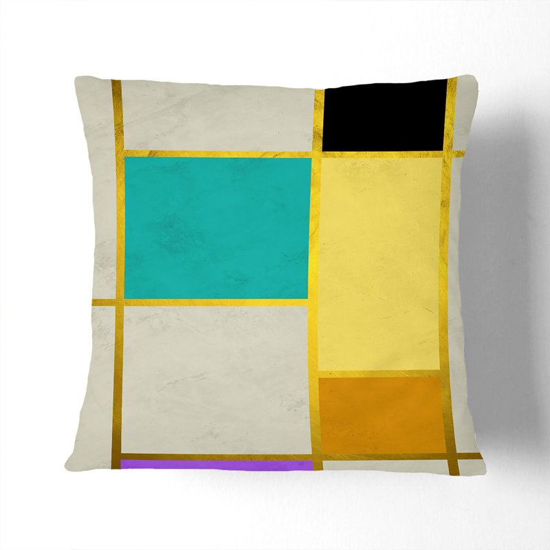Abstract Lines Square Throw Cushion, White, 40cm H x 40cm W x 15cm D