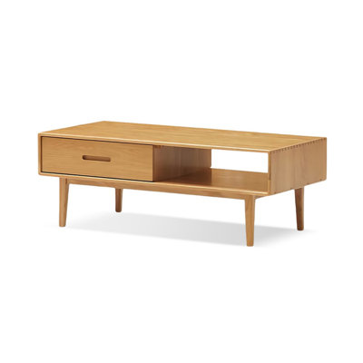 Burlywood Solid Wood Rectangular Coffee Table