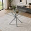 Table de bar moderne en métal galvanisé avec plateau en verre trempé, table de pub robuste à pieds croisés pour bar à la maison, îlot de cuisine, salon