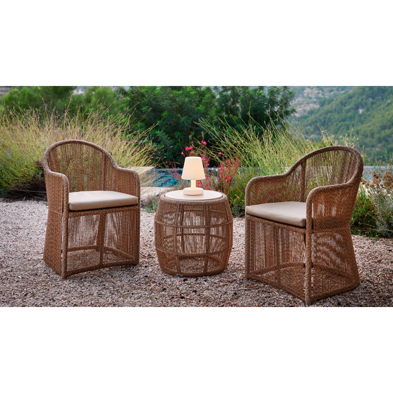 Calixto Outdoor 5 - Piece Teak Dining Set with Cushions, Canvas Navy Sunbrella® Canvas
